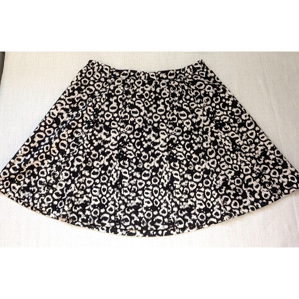 Lily Rose Black White Leopard Cheetah Animal Print Mini A Line Flared Skirt Med
